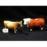 A Beswick Model Jersey Bull, Model 1422 (Glue Repair To One Horn) Together With A Beswick Model