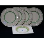 A Clarice Cliff "The Biarritz" Side Plate Together With Four Circular Clarice Cliff Plates