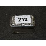 A Silver Snuff Box With Hallmarks For Birmingham 1902