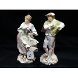 A Pair Of Continental China Musician Figures In The Maison Taste (AF)