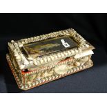 A Shell Decorated Card Sewing Box & Some Contents