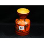 An Orange Ground Gouda Pottery Abstract Vase, 5.5" High