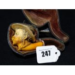 A Cased 19th Century Meerschaum Pipe