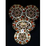 Five Royal Crown Derby Old Imari Pattern Circular Plates In Three Sizes