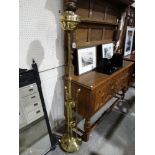 A Circular Based Brass Telescopic Lamp Base Of Art Nouveau Design