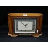 An Early 20th Century Oak Encased Smiths Mantel Clock With Square Silvered Dial