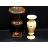 Two 19th Century & Later Brown Marble Flower Vases (AF)
