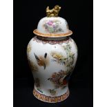 A large 20th century oriental vase & cover with temple dog finial, 25" high