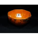 A Wilkinsons Limited Octagonal Lustre Glazed Pottery Fruit Bowl With Chinese Lantern Design