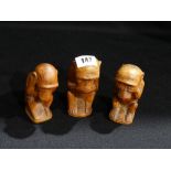 A Set Of Three 20th Century Carved Wooden Wise Monkeys