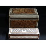 A Hardwood & Bone Inlaid Tea Caddy Together With A Further Smaller Box