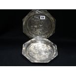 A Pair Of WMF Art Nouveau Period Pewter Plaques Of Maidens Possibly After Mucha