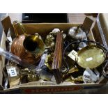 A Selection Of Mixed Antique Copper & Brassware