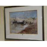 William Selwyn, Watercolour, Titled "Fishing Vessel Beaching No 2 " Signed, 16" X 21"