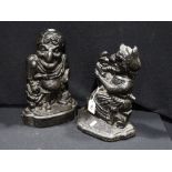 Two Cast Iron Door Stops Of Mr Punch & Mrs Punch