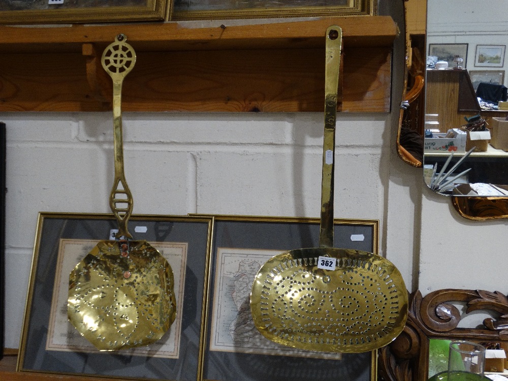 Two Antique Brass Skimming Ladles