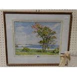 A.E Hall Watercolour, South Wales View Titled "Summers Evening Pebble Beach Barry"