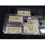 Five Confederate States Of America Reproduction Bank Notes