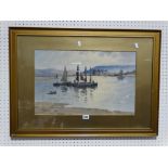 Warren Williams ARCA, Watercolour View Of Conwy Castle & Town With Fishing Boats To The