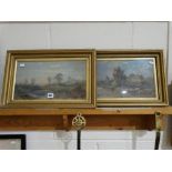 English School A Pair Of Unsigned Watercolour Views Of River & Landscape Scenes