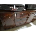 A Late Victorian Chiffonier Base With Two Side Cupboards & Centre Bank Of Three Drawers