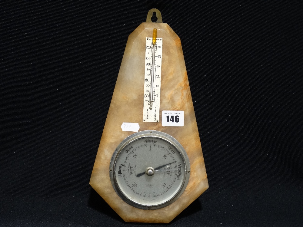 An Alabaster Framed Early 20th Century Wall Barometer