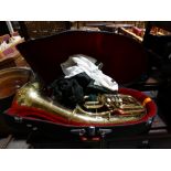 A Cased Lacquered Brass Finish Tuba