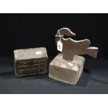 A Welsh Slate Door Stop In The Form Of A Bureau Together With A Similar Carved Slate Dove Door Stop