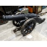 An Ornamental Cannon & Carriage, Approx 54" Long