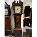 An Antique Oak & Mahogany Encased Long Case Clock, The Square Painted Dial With 30hr Movement,