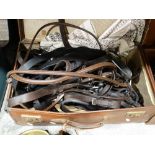 Mixed Leather Goods Including Headcollars, Bridles, Stirrup Leather & Irons