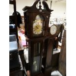 A Reproduction Mahogany Finish, Three Weight Grandmother Clock