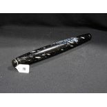 A 19th Century Blue Splatter Glass Rolling Pin, 15" Long