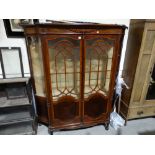 A Good Late Victorian Mahogany & Satinwood Crossbanded Two Door Display Cabinet Having Shaped