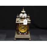 A French Cloisonne Decorated Table Clock With Circular Gold Coloured Dial
