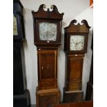 An Antique Oak & Mahogany Encased Long Case Clock, The Hood Enclosing A Square Painted Dial With 8