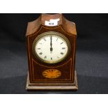 An Edwardian Mahogany & Inlaid Table Clock With Circular Dial