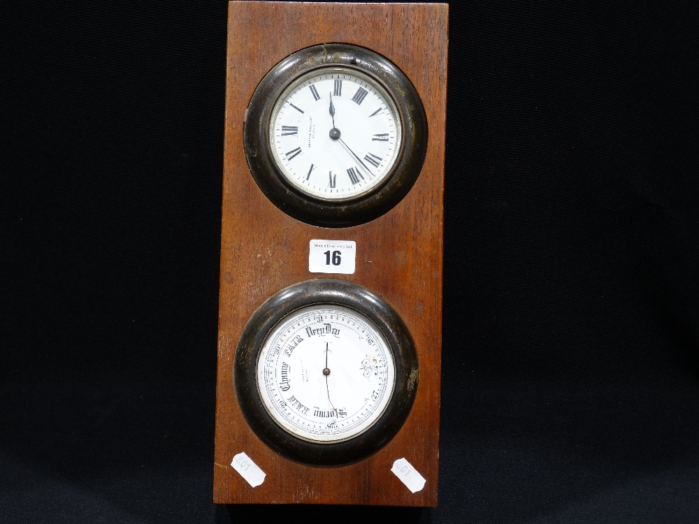 A Single Framed Wall Clock & Barometer Set