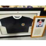 A Framed Hand Signed Scottish Football Association Jersey, Autographed By Denis Law