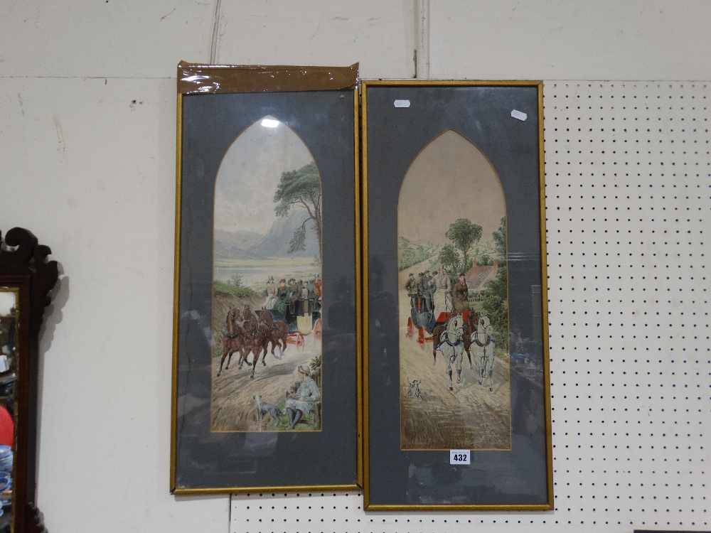 A Pair Of Victorian Lithograph Prints Of Coaching Scenes