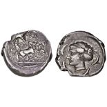 Sicily, Syracuse, silver tetradrachm, 410-405 BC, by Euainetos and Eukleides, fast quadriga