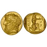 Island off Thrace, Thasos, gold drachm, c. 380 BC, bearded head of Dionysos left, crowned with