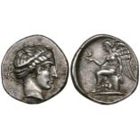 Italy, Bruttium, Terina, silver stater, 420-400 BC, head of the nymph Terina right, her hair bound