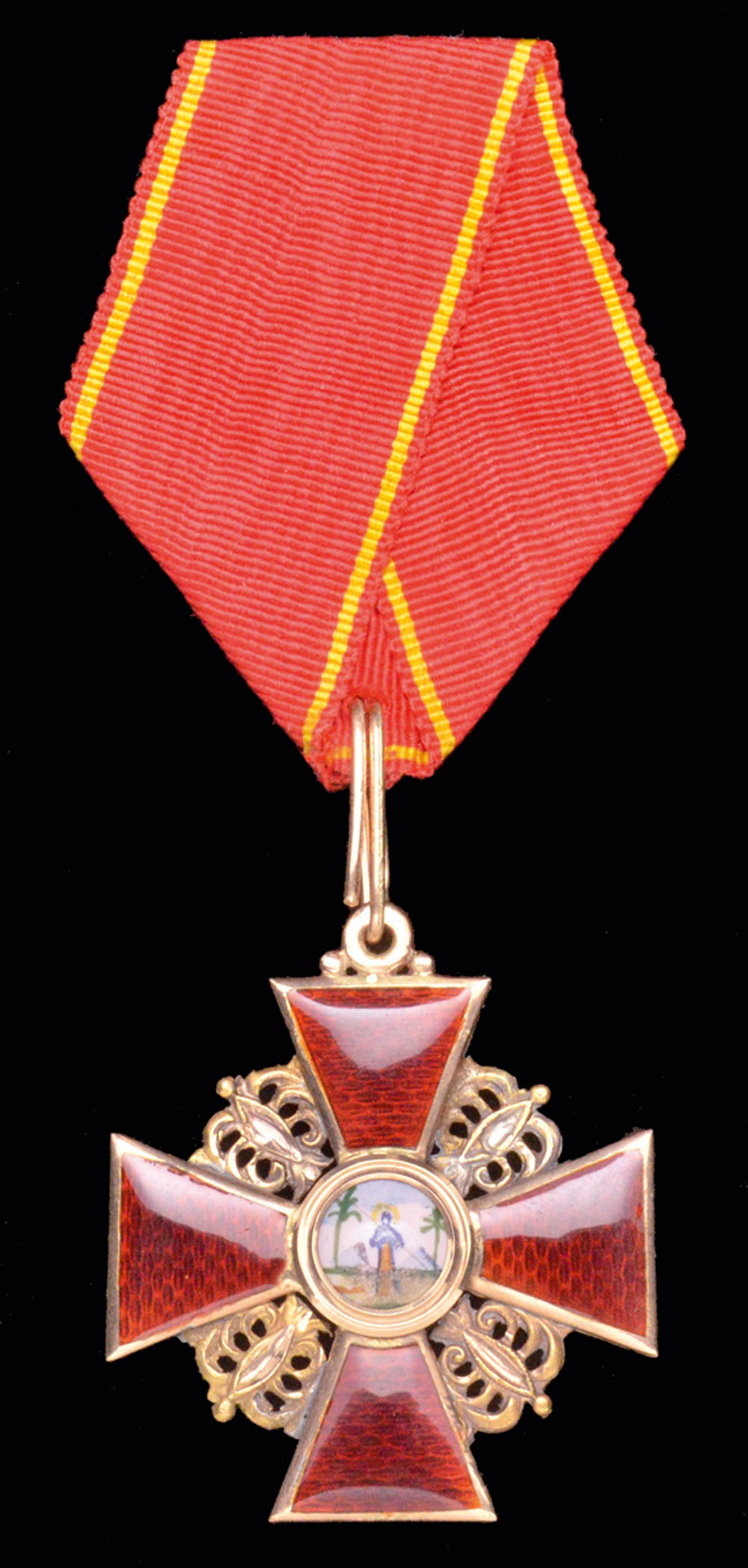 *Russia, Order of St Anne, Third Class neck badge, in gold and enamels, by Dmitry Osipov, St