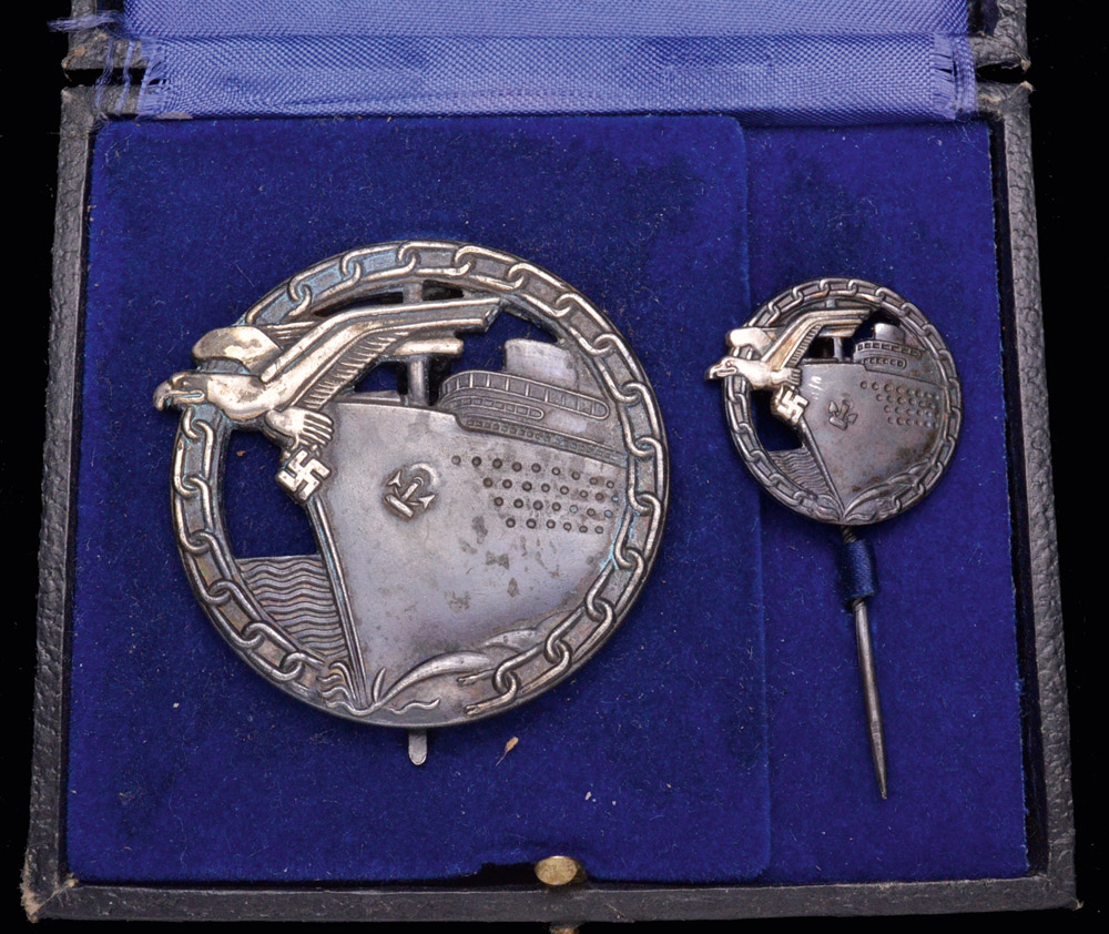 *Germany, A WW2 Blockade Runner’s Badge & Lapel Pin Set, designed by Otto Placzek of Berlin, and