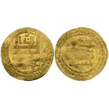 Abbasid, al-Muqtadir (295-320h), dinar, Filastin 312h, 4.65g (Bernardi 242Gn, citing two examples of