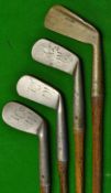 4x George Lowe St Anne's Hawkins Never Rust irons incl 3x patent anti shanks irons and a flanged