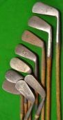 9x various irons to incl 4 x mashie and mashie niblicks, 3x smf et al - makers incl Winton "The
