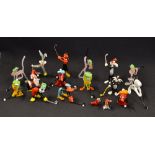 Collection of 17 Murano glass miniature golfing figures - featuring various cartoon characters