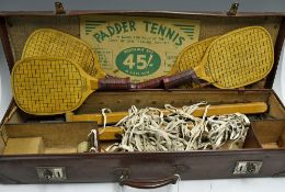 Padder Tennis Cased set - A Game For Four at the cost of one Tennis racket, real lawn tennis on a